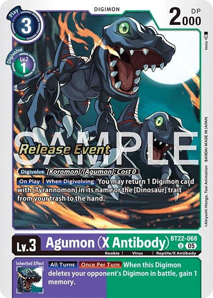 Image for Agumon (X Antibody) (Cyber Eden Release Event Cards) (BT22-068 U) - Digimon Card Game