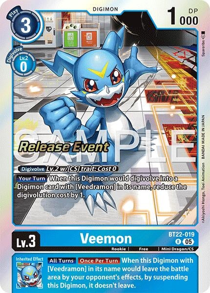 Image for Veemon (Cyber Eden Release Event Cards) (BT22-019 R) - Digimon Card Game