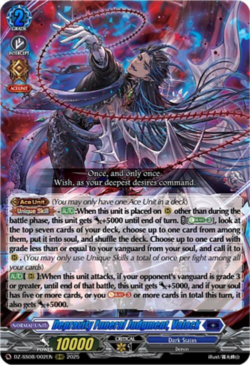 Image for Depravity Funeral Judgment, Valack (DZ-SS08: Festival Booster 2025) (DZ-SS08/002EN) - Cardfight Vanguard