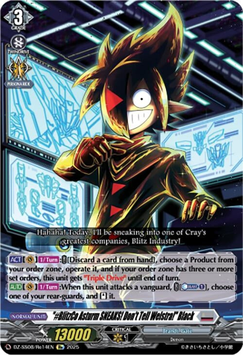 Image for "#BlitzCo Asturm SNEAKS! Don't Tell Welstra!" Black (DZ-SS08: Festival Booster 2025) (DZ-SS08/Re14EN) - Cardfight Vanguard