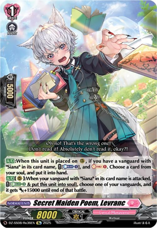 Image for Secret Maiden Poem, Levranc (DZ-SS08: Festival Booster 2025) (DZ-SS08/Re36EN) - Cardfight Vanguard