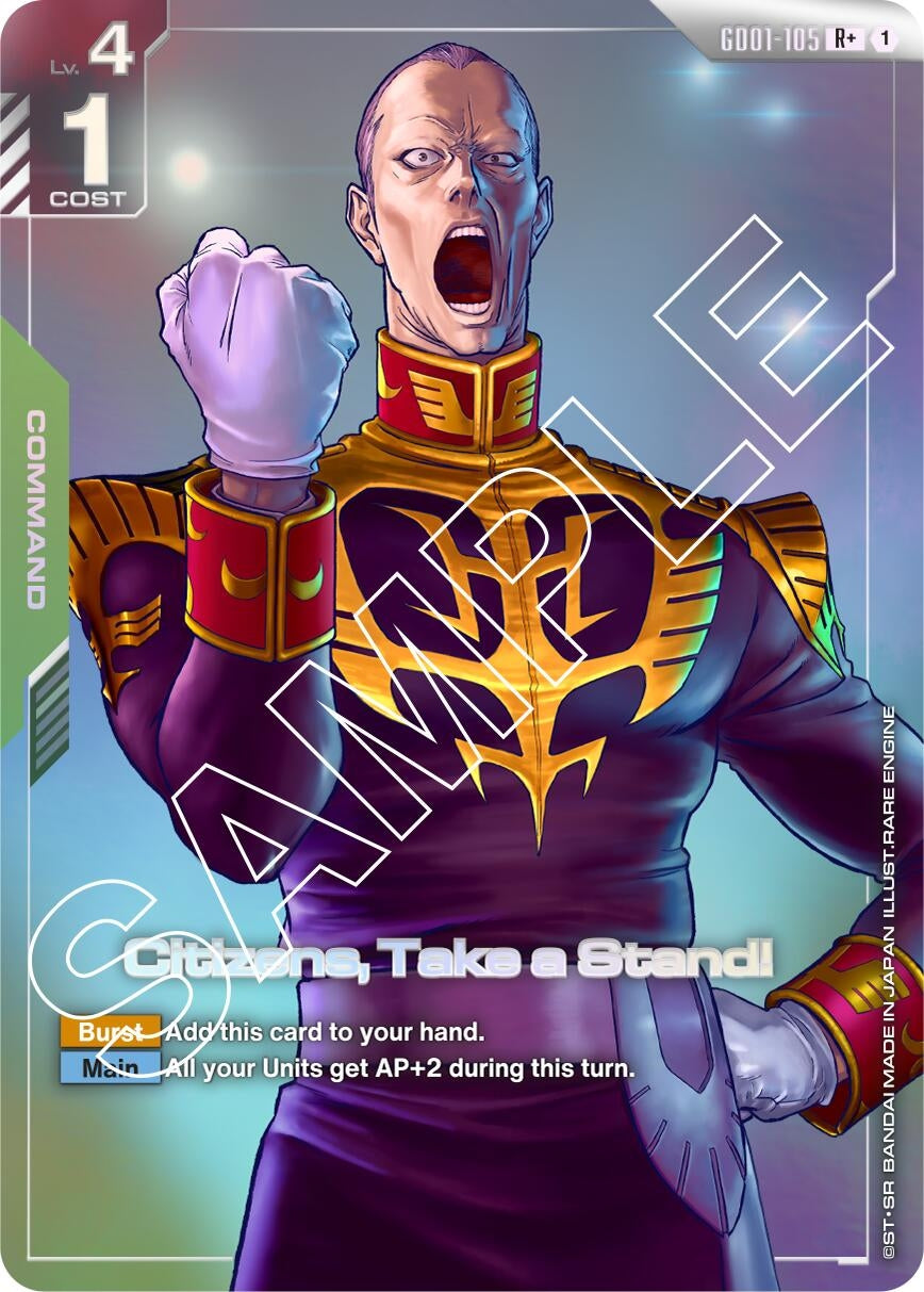 Image for Citizens, Take a Stand! (R+) (Newtype Rising) (GD01-105) - Gundam Card Game