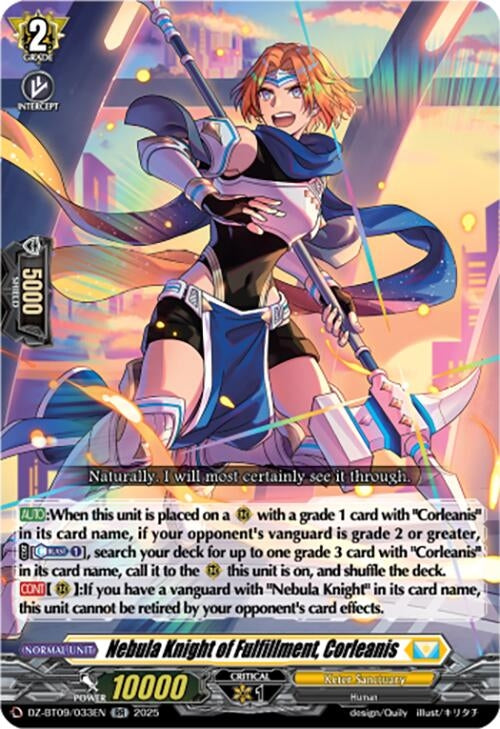 Image for Nebula Knight of Fulfillment, Corleanis (DZ-BT09: Super Brave Detonation) (DZ-BT09/033EN) - Cardfight Vanguard