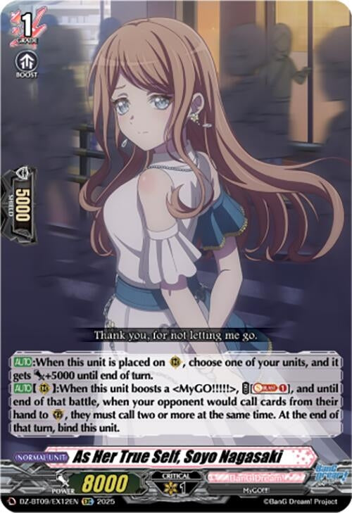 Image for As Her True Self, Soyo Nagasaki (EXC) (DZ-BT09: Super Brave Detonation) (DZ-BT09/EX12EN) - Cardfight Vanguard