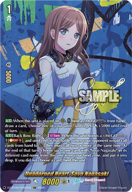 Image for Unadorned Heart, Soyo Nagasaki  (EXS) (DZ-BT09: Super Brave Detonation) (DZ-BT09/EXS04EN) - Cardfight Vanguard