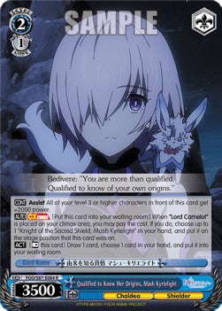 Qualified to Know Her Origins, Mash Kyrielight (V.1 - Rare) - Fate/Grand Order THE MOVIE Divine Realm of the Round Table: Camelot (Rare) [FGO/S87-084]