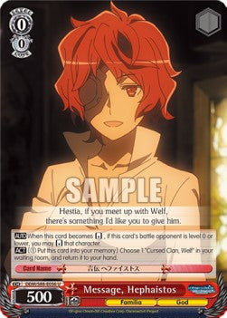 Message, Hephaistos - Is It Wrong to Try to Pick Up Girls in a Dungeon? (Uncommon) [DDM/S88-056]