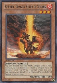 Image for Burner, Dragon Ruler of Sparks (Lord of the Tachyon Galaxy) (LTGY-EN097) - YuGiOh
