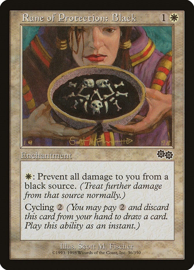 Image for Rune of Protection: Black (Urza's Saga) (36) - Magic: The Gathering