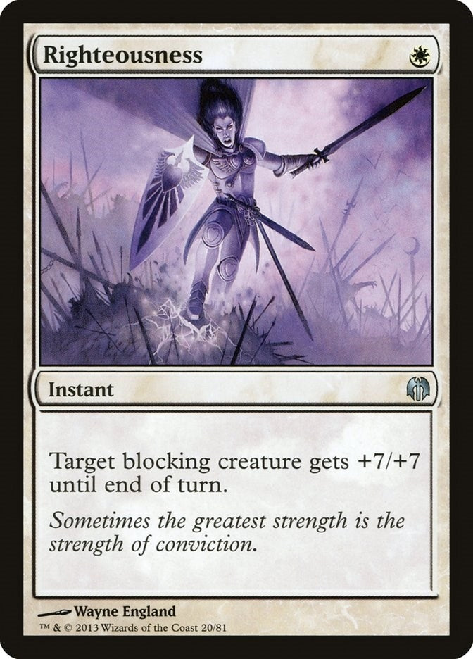 Image for Righteousness (Duel Decks: Heroes vs. Monsters) (20) - Magic: The Gathering
