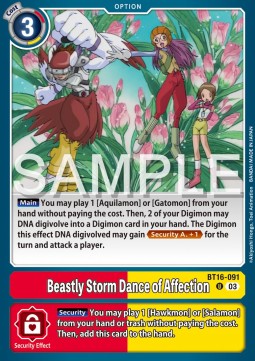 Beastly Storm Dance of Affection (BT16-091) - Beginning Observer (Uncommon) [BT-16-091]