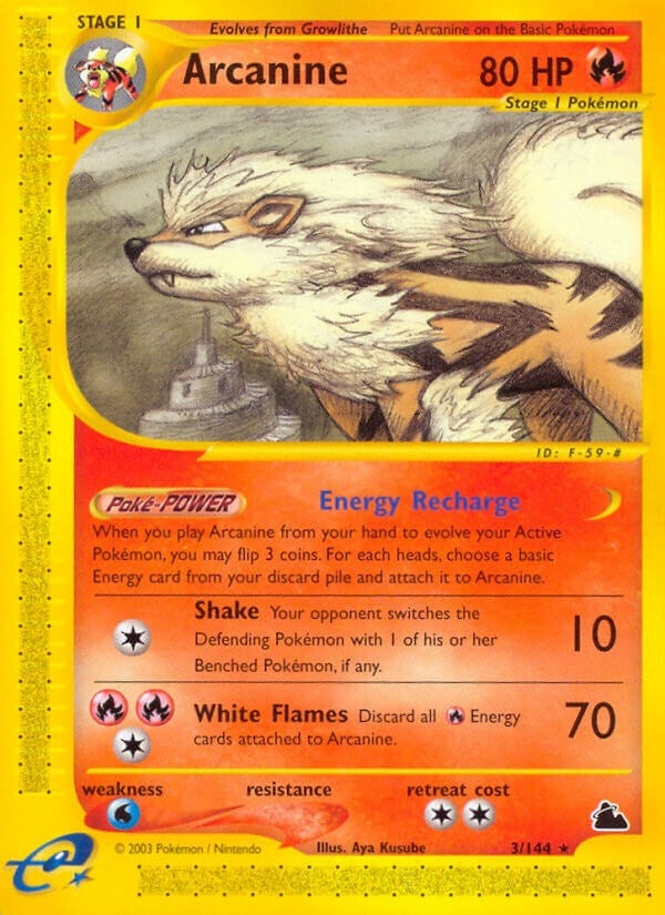Image for Arcanine (3) (Skyridge) (003/144) - Pokemon