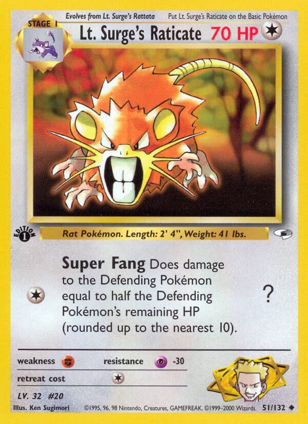 Image for Lt. Surge's Raticate (Gym Heroes) (051/132) - Pokemon