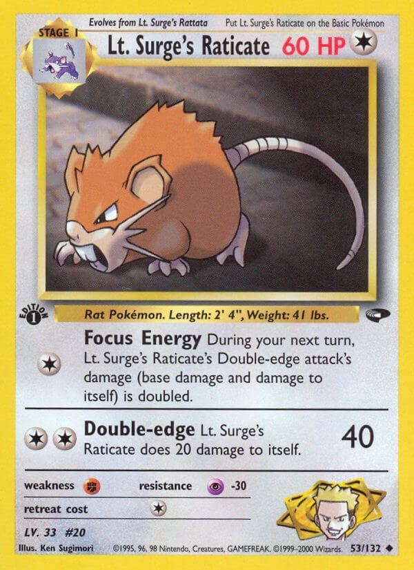 Image for Lt. Surge's Raticate (Gym Challenge) (053/132) - Pokemon