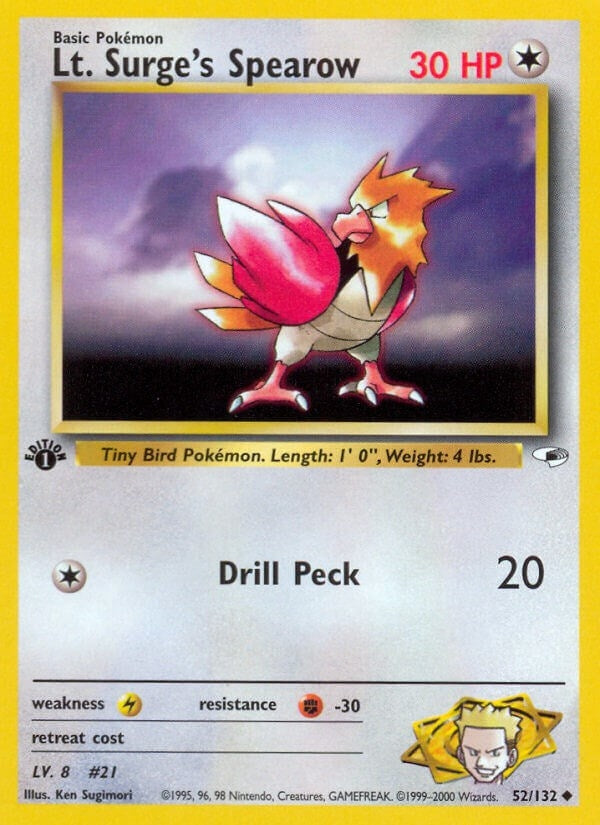 Image for Lt. Surge's Spearow (52) (Gym Heroes) (052/132) - Pokemon