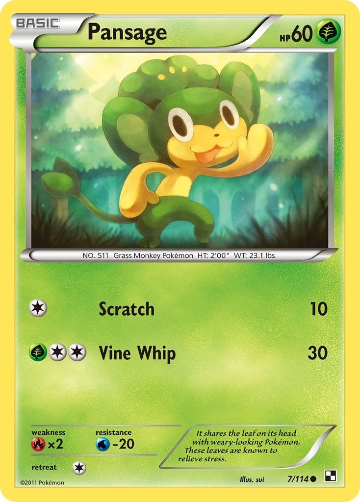 Image for Pansage (Black and White) (7/114) - Pokemon