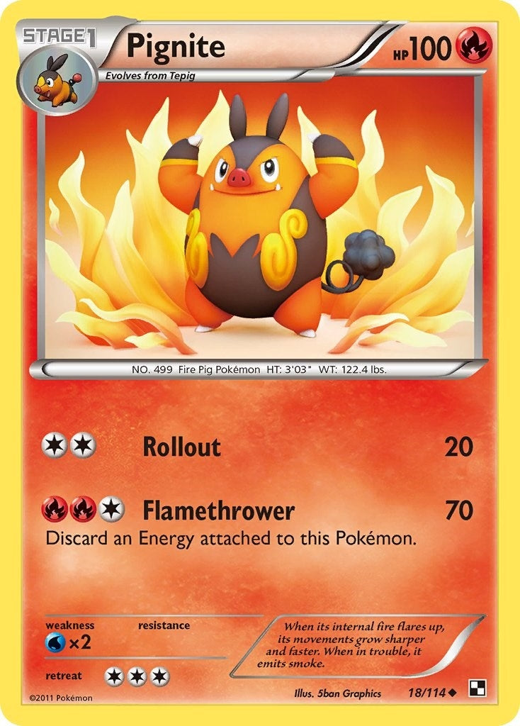 Image for Pignite (18) (Black and White) (18/114) - Pokemon