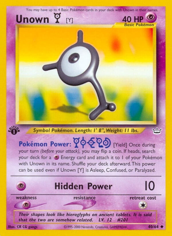 Image for Unown [Y] (Neo Revelation) (40/64) - Pokemon
