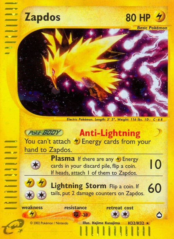 Image for Zapdos (H32) (Aquapolis) (H32/H32) - Pokemon