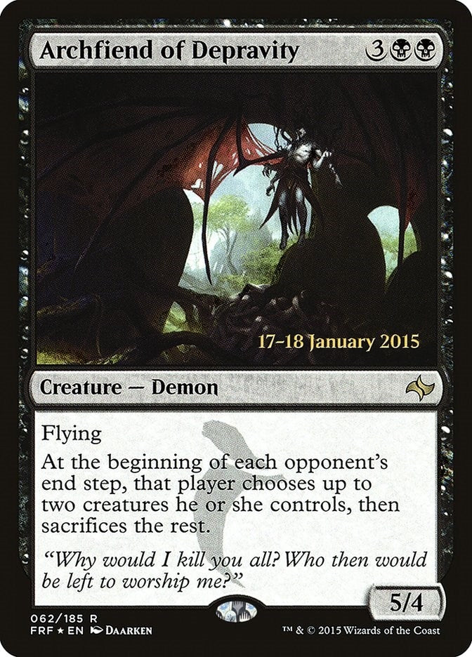 Image for Archfiend of Depravity (Prerelease Cards) (62) - Magic: The Gathering