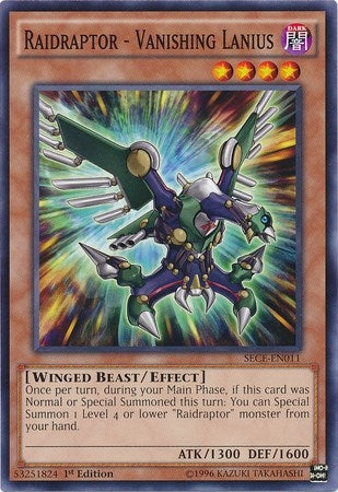 Image for Raidraptor - Vanishing Lanius (Secrets of Eternity) (SECE-EN011) - YuGiOh