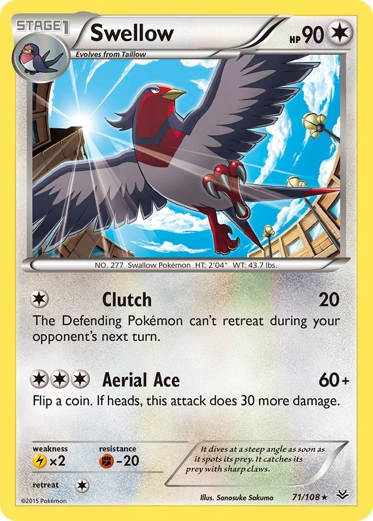Image for Swellow (71) (XY - Roaring Skies) (71/108) - Pokemon