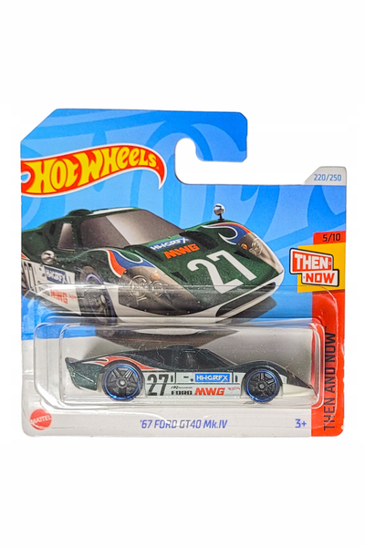 220/250 Hot Wheels - '67 Ford GT40 Mk.IV (Metallic Dark Green & White) - Then and Now 5/10 - 2024 - HTC69